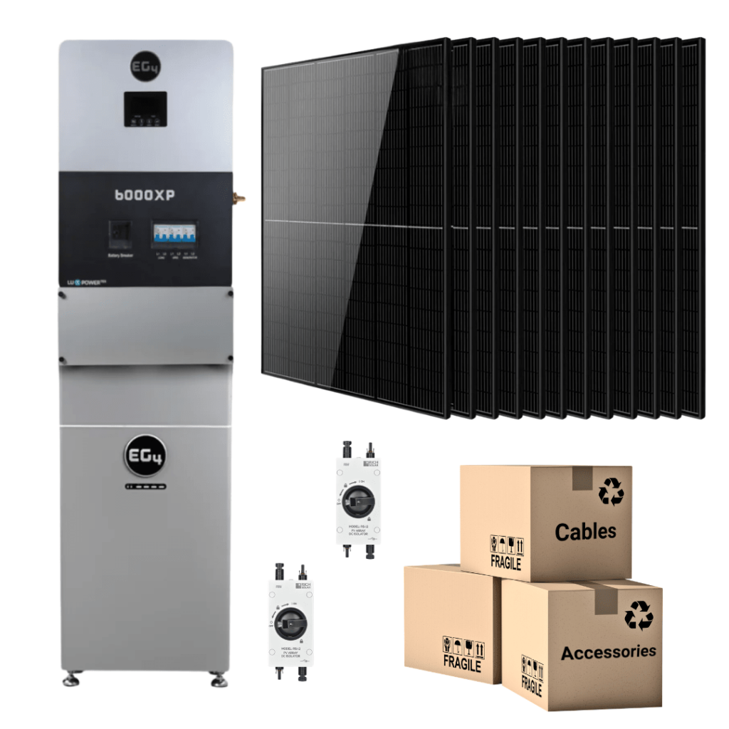 EG4 6000XP Off-Grid Solar Kit, 4.98kW Monocrystalline Solar Panels with 16kWh LiFePO4 Battery Bank