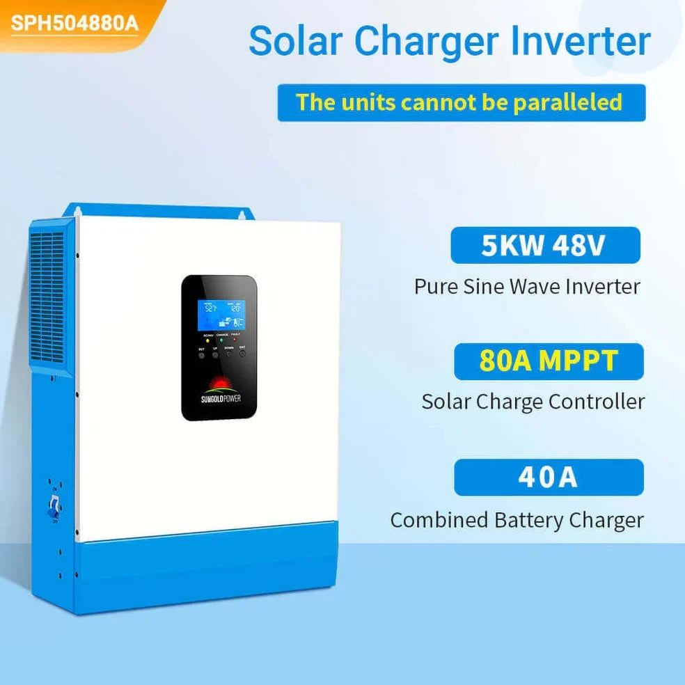 SunGoldPower 5000W 48V Solar Inverter with 48V 100Ah Server Rack Battery - Image 2