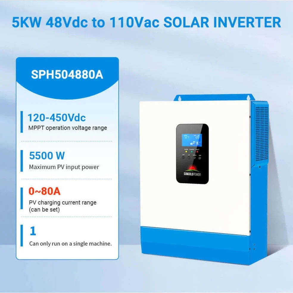 SunGoldPower 5000W 48V Solar Inverter with 48V 100Ah Server Rack Battery - Image 3