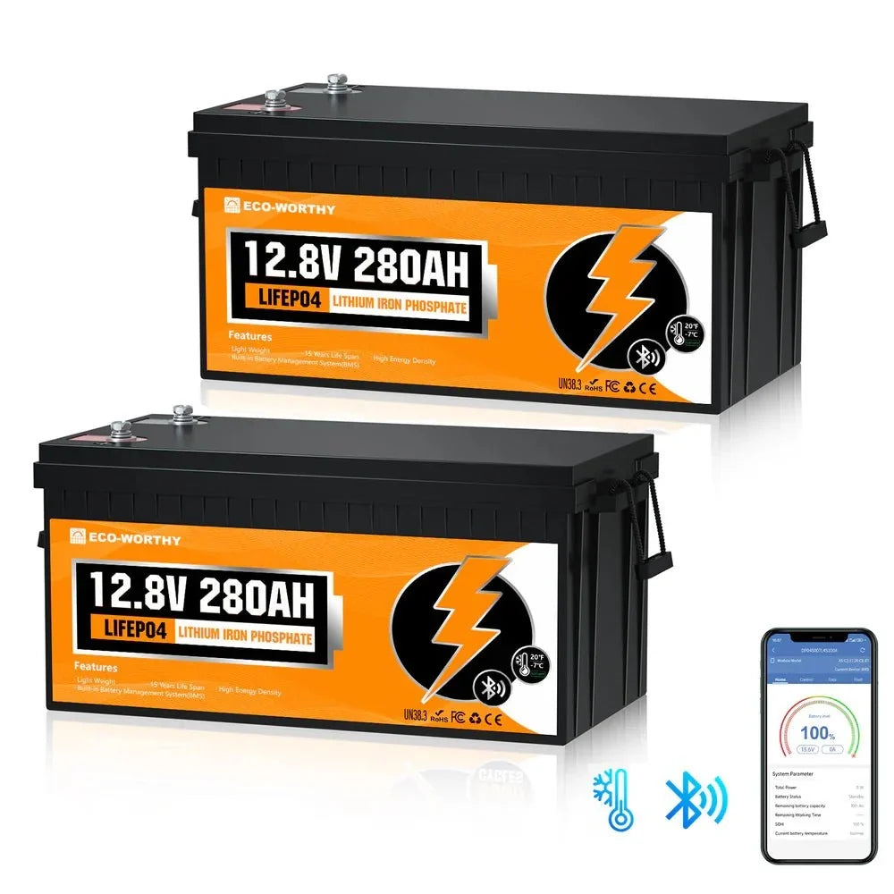 ECO-WORTHY 12V 280Ah LiFePO4 Battery with Bluetooth - Image 2
