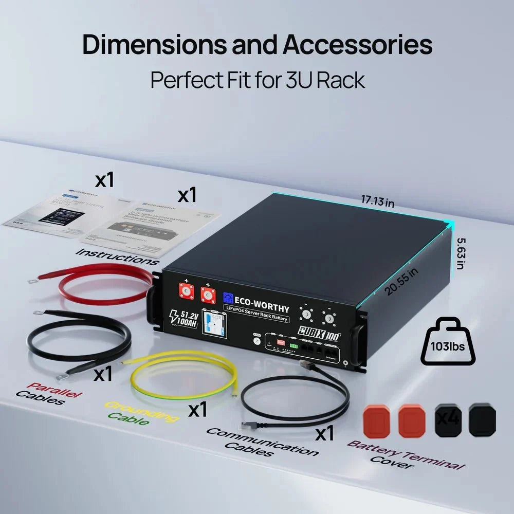 ECO-WORTHY Cubix 100 48V 100Ah Server Rack Battery - Image 14