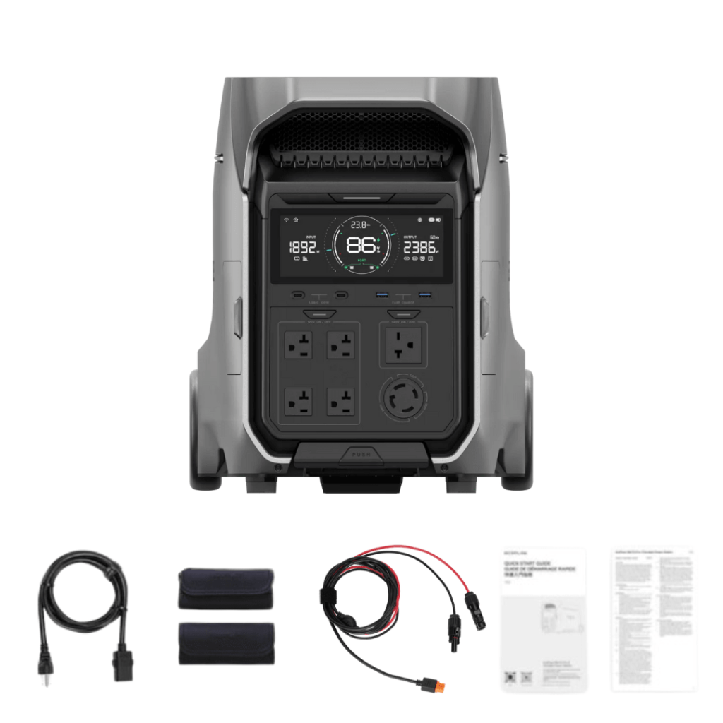 EcoFlow DELTA Pro 3 Solar Generator with XT60i Cable Kit