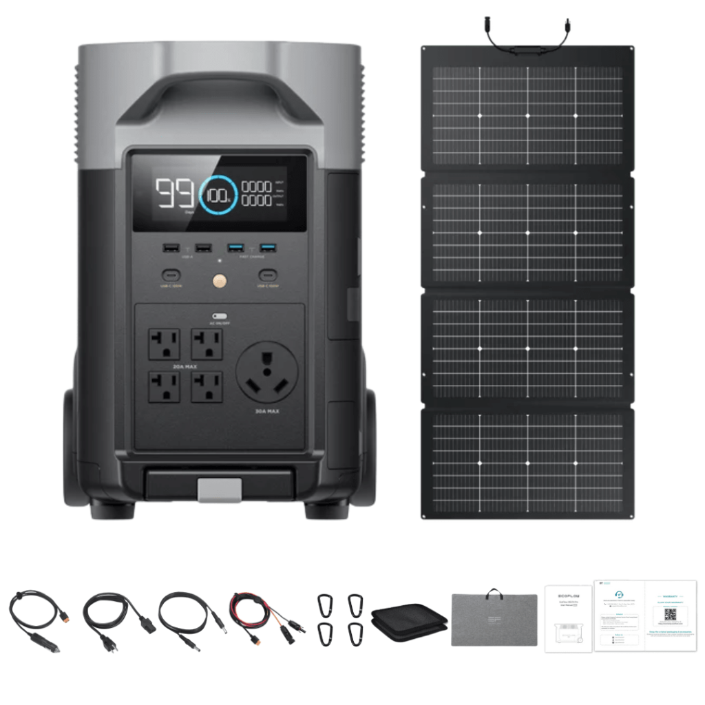 EcoFlow DELTA Pro Solar Generator with 220W Portable Solar Panels
