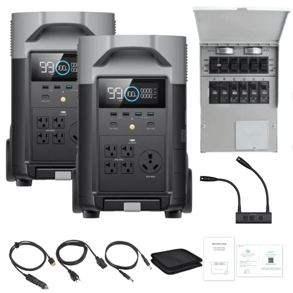 EcoFlow DELTA Pro Kit, 2 Power Stations, with Double Voltage Hub and 306A Transfer Switch