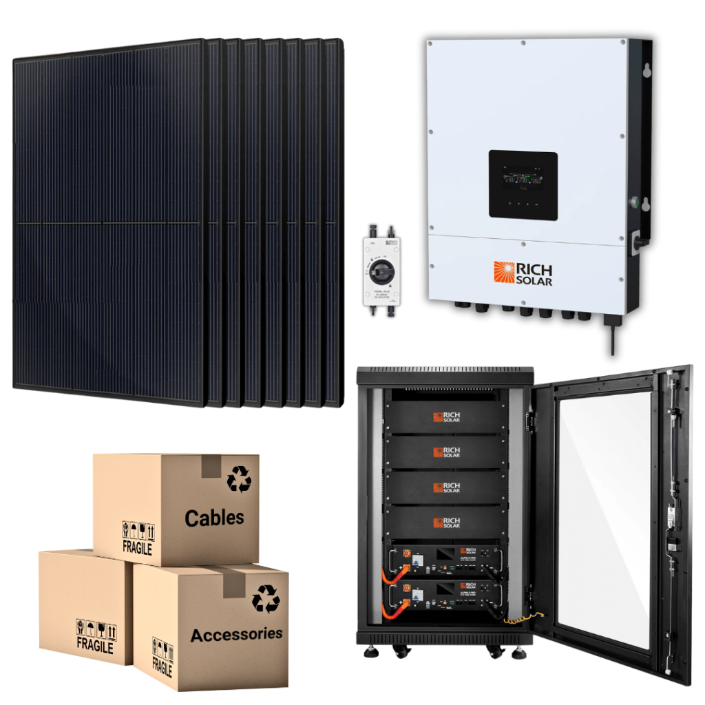 PRO 48V Solar Kit with 10.24-15.36kWh Battery Bank, 6kW Hybrid Inverter and 400W Solar Panels