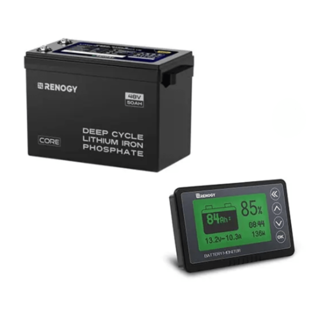 Renogy 48V 50Ah Smart LiFePO4 Battery with Self-heating with Battery Monitor