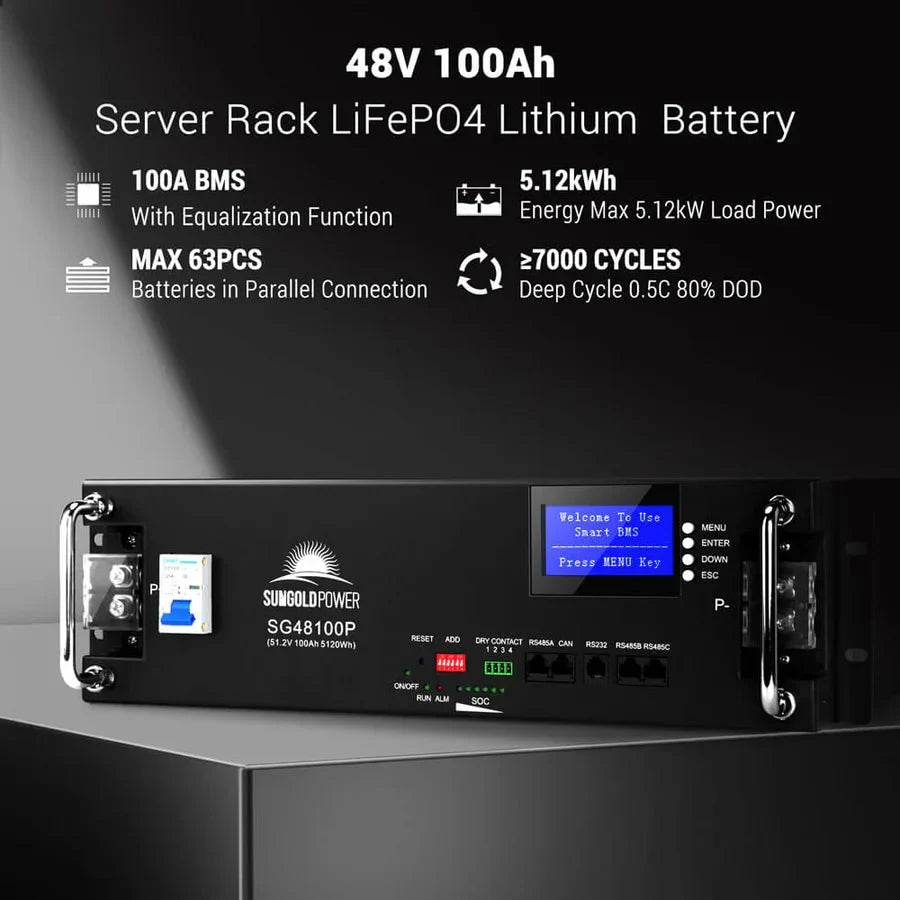 SunGoldPower 48V 100Ah Server Rack LiFePO4 Battery - Image 2