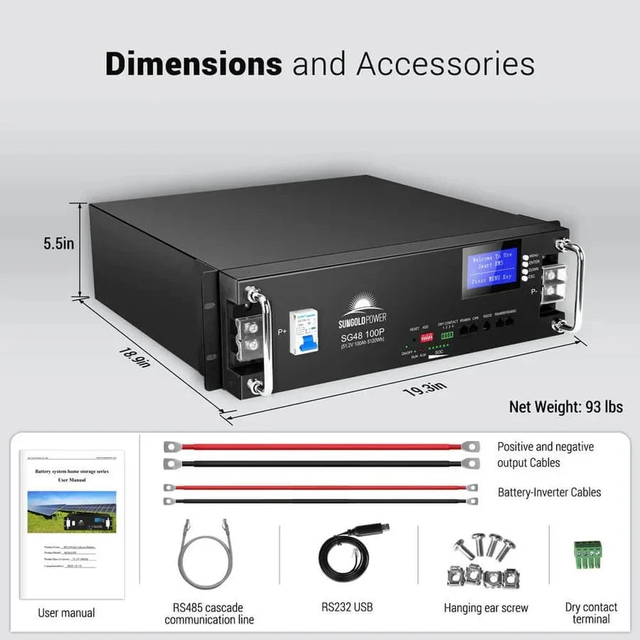 SunGoldPower 48V 100Ah Server Rack LiFePO4 Battery - Image 5