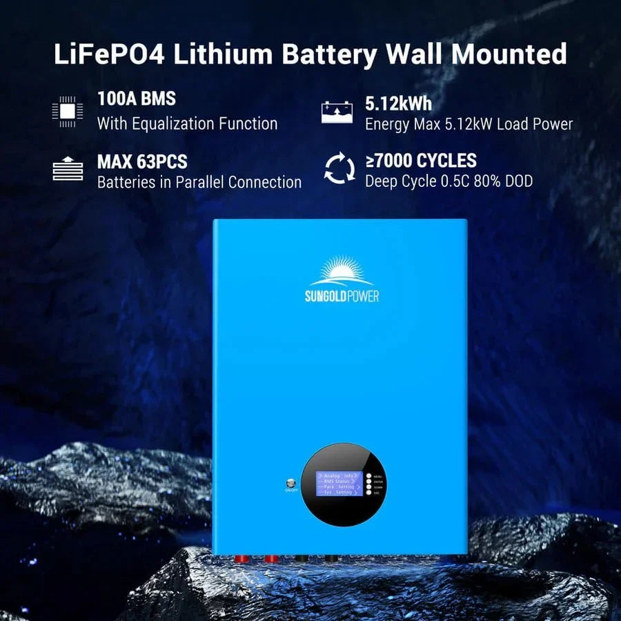 SunGoldPower 5.12kWh Powerwall LiFePO4 Battery - Image 2
